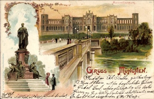 Litho münchen denkmal - münchen,,